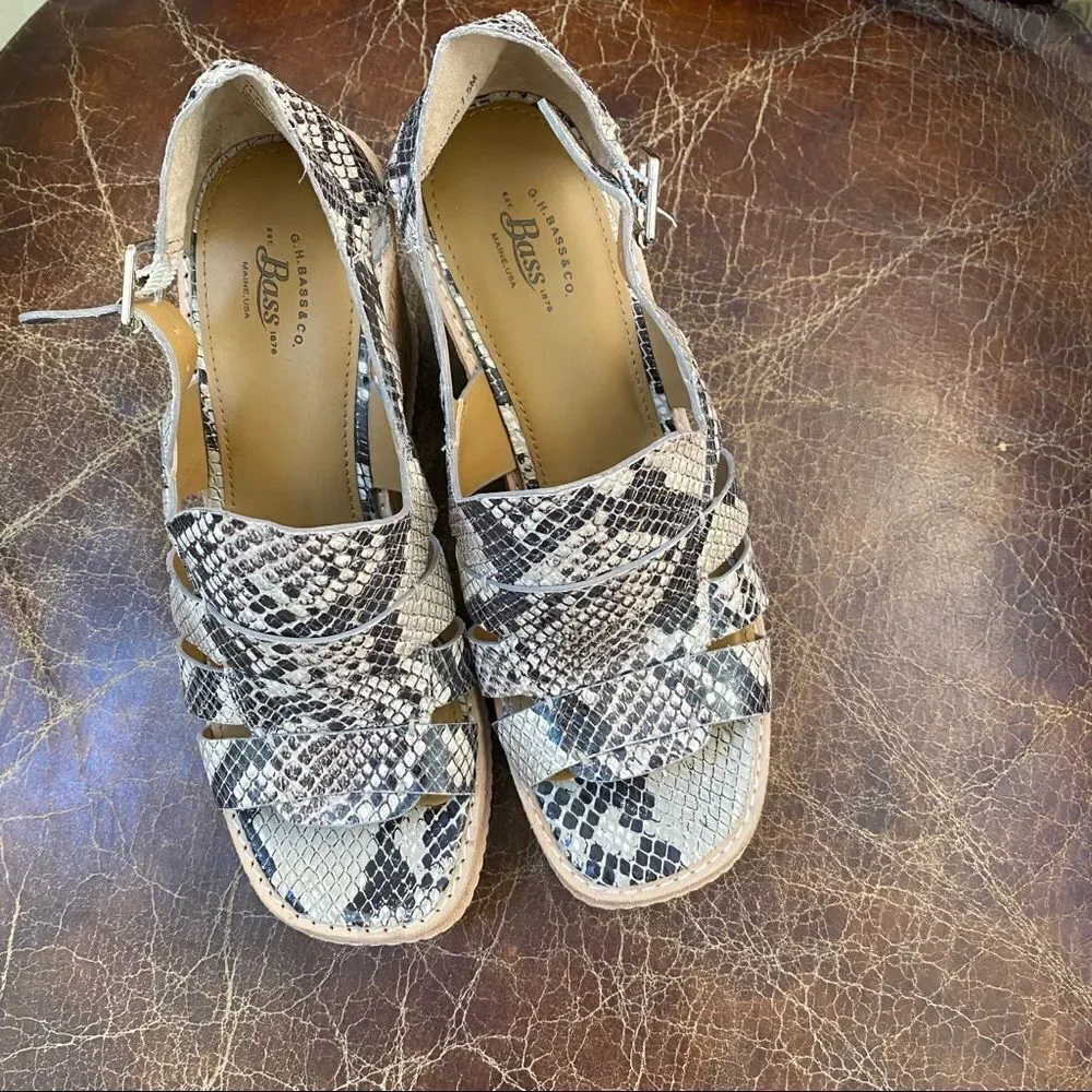 NEW!!! G.H. BASS & Co snakeskin Tylor wedges 7.5